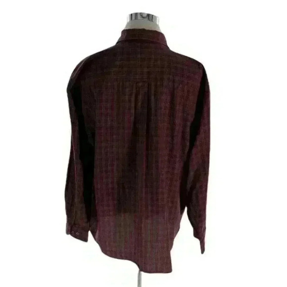 Arrow Mens Multi Maroon Plaid Wrinkle Free Long Sleeves Button Up Shirt Size XXL - Picture 3 of 4